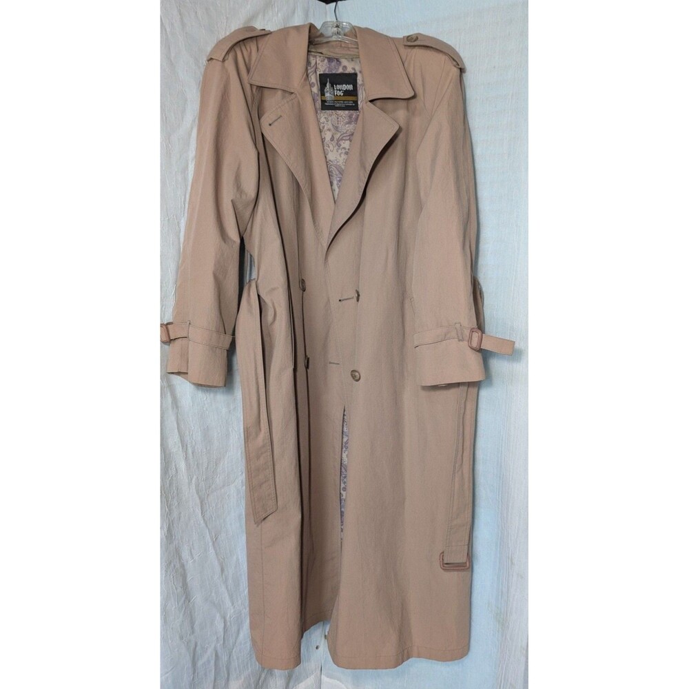 London Fog Vintage Tan Double Breasted Trench Coat With Thinsulate Thermal Insul